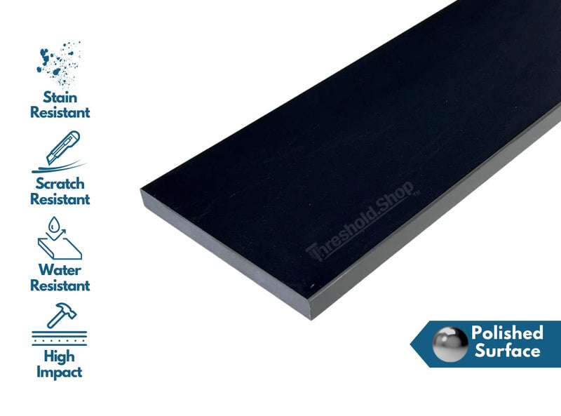 THRESHOLD Super Black Engineered Marble for Shower Curb, Bathroom Vanity Backsplash, Window Sill, Door Transitions (5" x 36") - Image 2